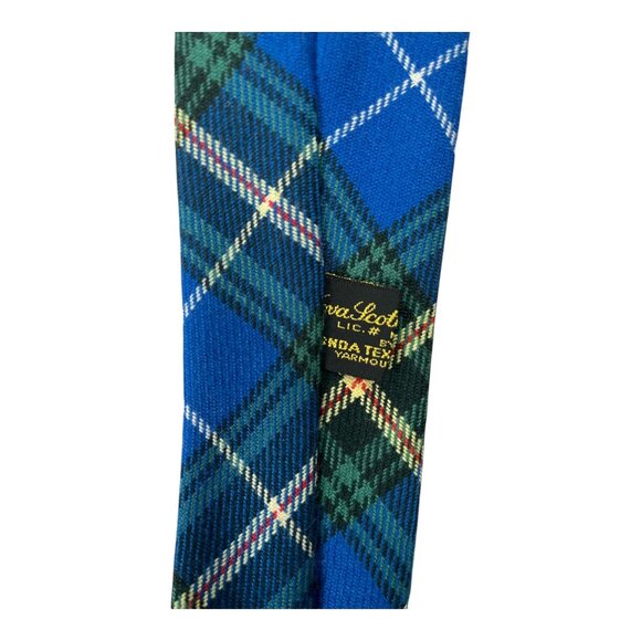 Vintage Inveresk Tartan Necktie – Blue & Green Plaid - Picture 2 of 4